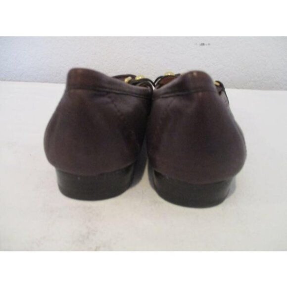*Coach Brown Chocolate Gold Button Logo Accent Loafer Flats - Picture 4 of 7